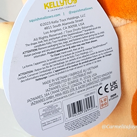 BINGO 🐶 Bluey's Sister Bingo HugMee Original Squishmallow by Kelly Toy ☆ NWT ☆ - Picture 8 of 8